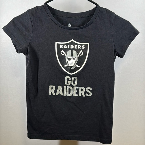 Team Apparel Girls Raiders Tee. Size 10. Go Raiders in silver sparkle letters - Picture 1 of 4